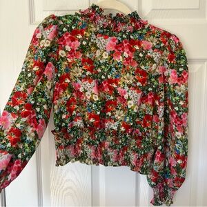 ZARA Womens Spring Floral High Neck Top- Size Small